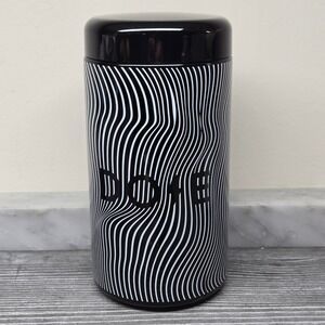 Everyday Dose Mushroom Coffee UV Glass Jar Black White Wavy Storage Canister
